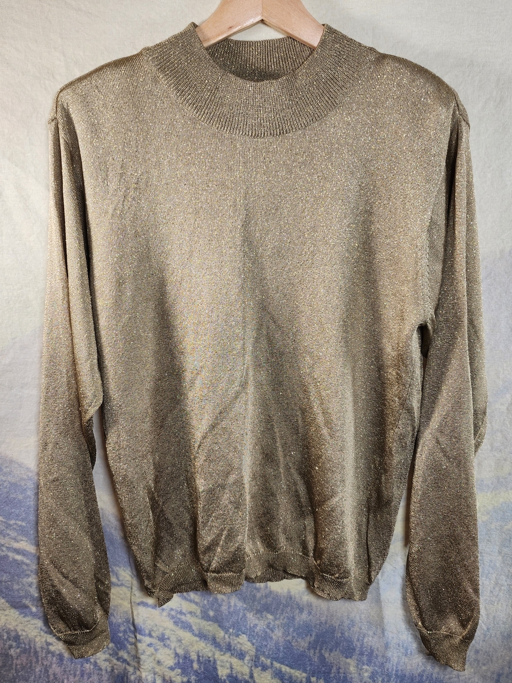 Vintage Gold Metallic Crewneck Sweater Medium First Issue